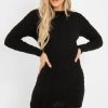 Clothing Rebellious Fashion | Black Cable Knit Jumper Midi Dress - Jaylie