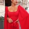 Clothing Rebellious Fashion | Red Cape Sleeve Bodycon Dress - Fearne