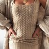 Clothing Rebellious Fashion | Beige Cable Knit Mini Jumper Dress - Willow