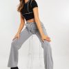 Clothing Rebellious Fashion | Grey High Waist Wide Leg Joggers - Indiah