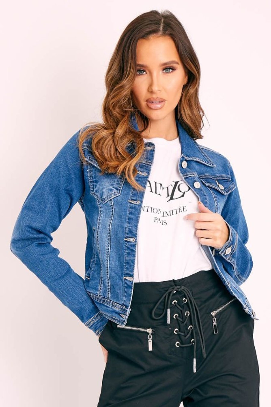 Clothing Rebellious Fashion | Dark Blue Washed Denim Jacket - Bonnie