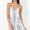 Clothing Rebellious Fashion | White Halterneck Tassel Imperial Print Dress - Kaylin