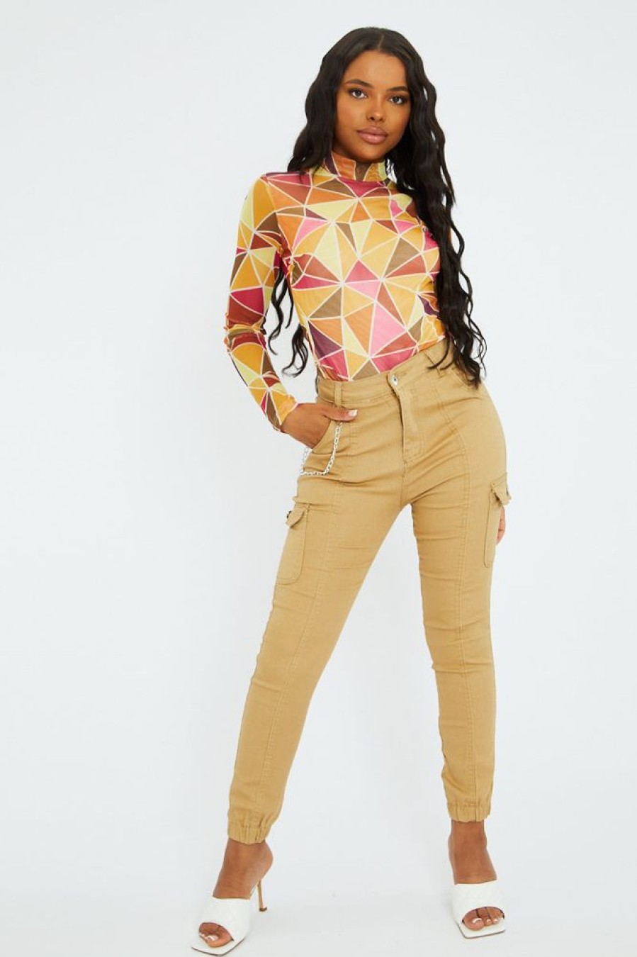 Clothing Rebellious Fashion | Yellow Geometric Pattern Mesh Bodysuit - Bee