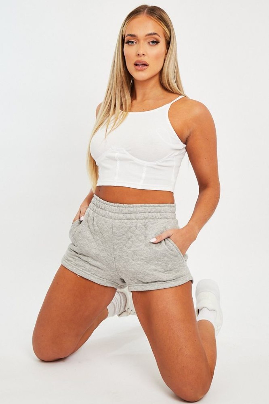 Clothing Rebellious Fashion | Grey Quilted Lounge Shorts - Alaiza