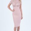 Clothing Rebellious Fashion | Pink Floral Lace Midi Dress - Olivia