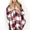 Clothing Rebellious Fashion | Latoya Red Faux Fur Trimmed Cape