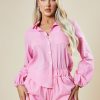 Clothing Rebellious Fashion | Pink Oversized Shirt & Shorts Co-Ord Set - Kalina