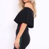 Clothing Rebellious Fashion | Black Bardot Dress With Sports Trim - Melissa