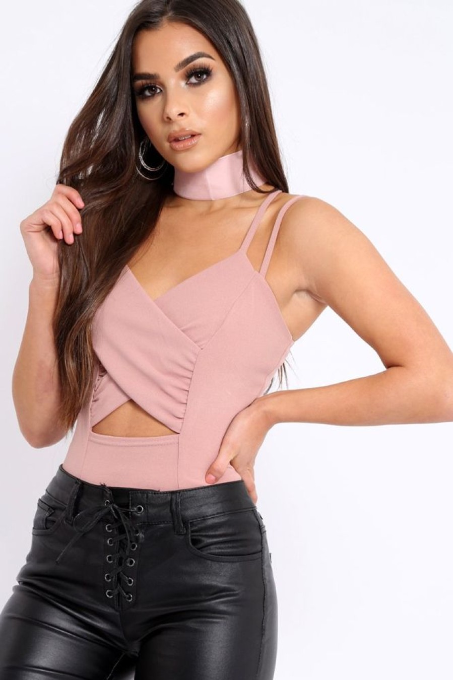 Clothing Rebellious Fashion | Rose Cross Over Cut Out Bodysuit - Safia