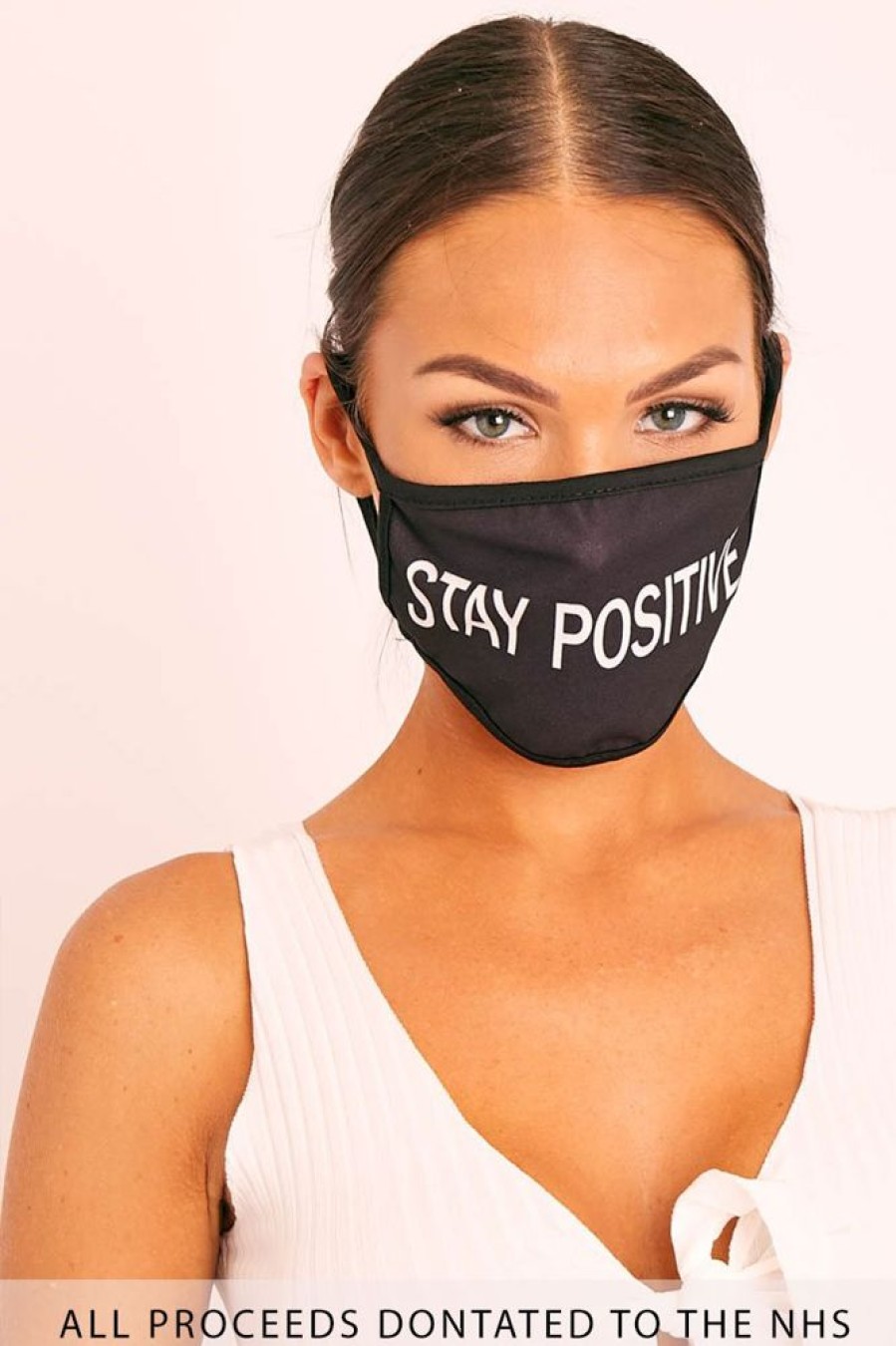 Accessories Rebellious Fashion | Black Stay Positive Slogan Face Mask - Rach