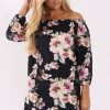 Clothing Rebellious Fashion | Black Floral Print Bardot Dress - Cammi