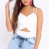 Clothing Rebellious Fashion | White Cross Over Cut Out Bodysuit - Safia