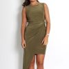 Clothing Rebellious Fashion | Marla Khaki Asymmetric Dress