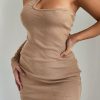 Clothing Rebellious Fashion | Camel Rib One Sleeve Asymmetric Mini Dress - Nola