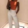 Clothing Rebellious Fashion | Orange Side Boob Bodysuit - Adrionna