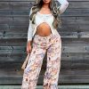 Clothing Rebellious Fashion | Beige Abstract Print Tie Hem Cargo Trousers - Britney