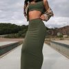 Clothing Rebellious Fashion | Khaki Bodycon Skirt And Crop Top Co-Ord - Loyola