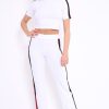 Clothing Rebellious Fashion | White With Red And Black Side Stripe Co-Ord - Farris