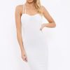 Clothing Rebellious Fashion | White Strap Bra Cup Detail Midi Dress - Helsa