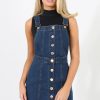 Clothing Rebellious Fashion | Dark Blue Dungarees Dress - Sunni