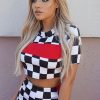 Clothing Rebellious Fashion | Checker Board And Red Contrast Stripe Co-Ord - Tianie