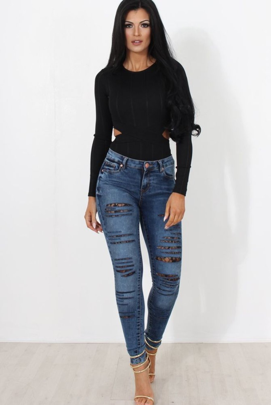 Clothing Rebellious Fashion | Diya Black Cut Out Bodysuit