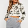 Clothing Rebellious Fashion | White Tie Dye Contrast Stitch Crop Top - Bowen