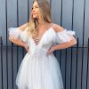 Clothing Rebellious Fashion | White Bardot Off Shoulder Tulle Ruffle Dress - Aarilyn