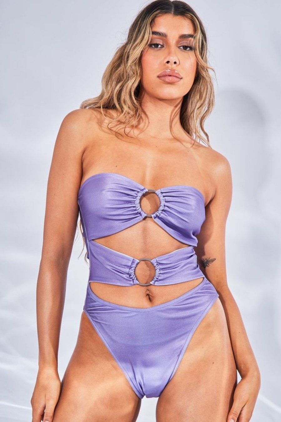 Clothing Rebellious Fashion | Lilac Cut Out Ring Detail Swimsuit - Azalea