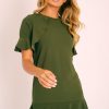 Clothing Rebellious Fashion | Khaki Frill Detail Peplum Dress - Birda