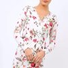 Clothing Rebellious Fashion | Cream Floral Long Sleeved Dress - Delanie