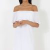 Clothing Rebellious Fashion | White Bardot Frill Dress - Ophelia