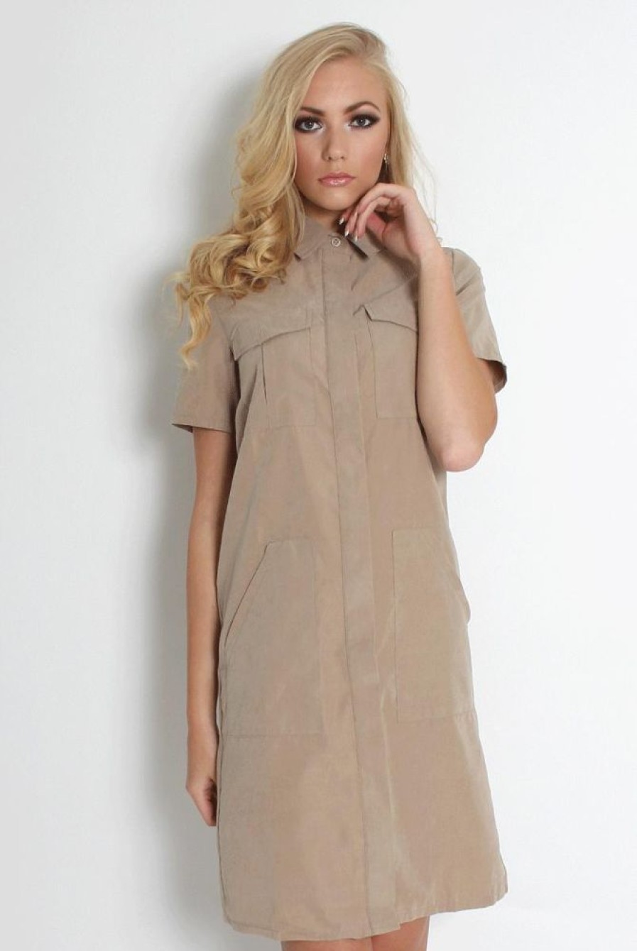 Clothing Rebellious Fashion | Bliss Beige Shirt Dress