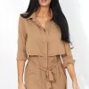 Clothing Rebellious Fashion | Natalia Camel Layered Shirt Dress