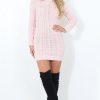 Clothing Rebellious Fashion | Pink Cowl Neck Knitted Dress-Loria