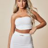 Clothing Rebellious Fashion | White Lace Up Crop Top & Cut Out Mini Skirt Set - Arisu