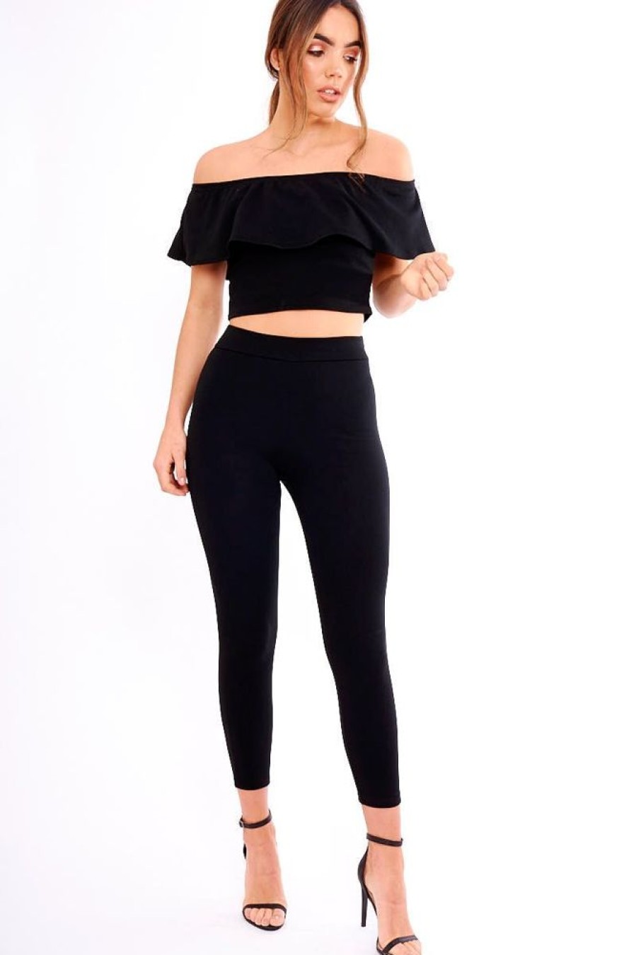 Clothing Rebellious Fashion | Black Bardot Frill Co-Ord - Kammie