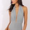 Clothing Rebellious Fashion | Pale Blue Halterneck Bodysuit - Isla