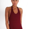 Clothing Rebellious Fashion | Athene Burgundy Halter Neck Bodysuit