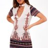 Clothing Rebellious Fashion | White Paisley Choker Neck Dress - June