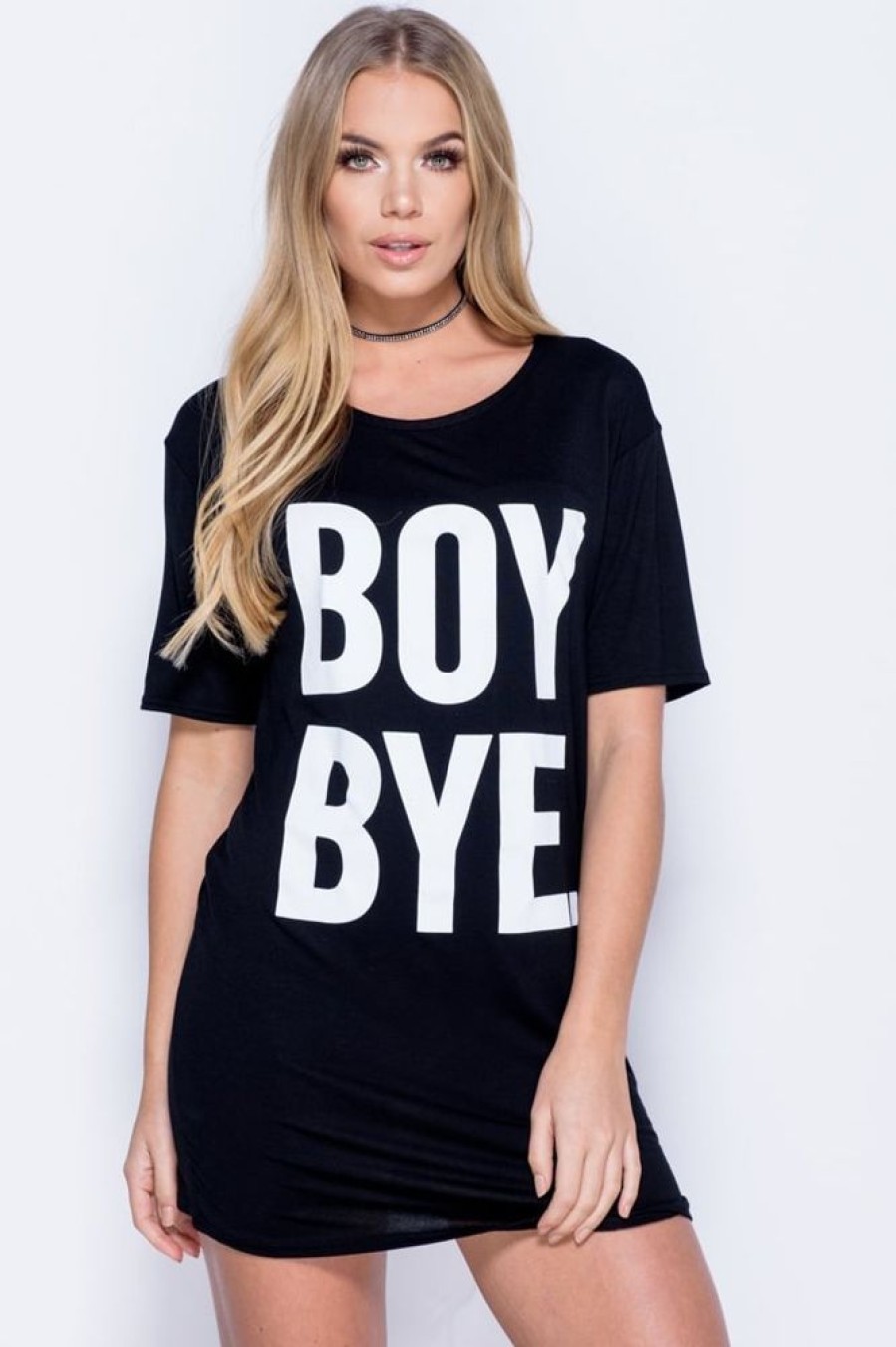 Clothing Rebellious Fashion | Black Boy Bye Slogan T-Shirt - Leela