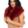 Clothing Rebellious Fashion | Fiona Wine Faux Fur Collar