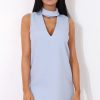 Clothing Rebellious Fashion | Blue V Front Dress-Grace