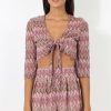 Clothing Rebellious Fashion | Pink Zig Zag Crochet Tie Front Co-Ord - Adele