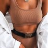 Clothing Rebellious Fashion | Camel Ribbed Crop Top And Cycling Shorts Co-Ord - Renny