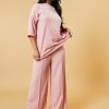 Clothing Rebellious Fashion | Pink Textured Knit Trousers & Oversized Top Co-Ord Set - Cecelia