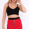 Clothing Rebellious Fashion | Red Black And Mustard Colour Block Zip Front Mini Skirt And Bralet Co-Ord - Kacey