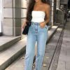 Clothing Rebellious Fashion | Blue Denim Extra Long Straight Leg Jeans - Blaise