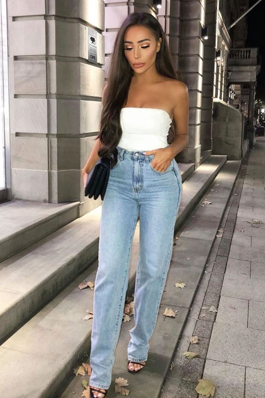 Clothing Rebellious Fashion | Blue Denim Extra Long Straight Leg Jeans - Blaise