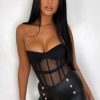 Clothing Rebellious Fashion | Black Chain Straps Mesh Cut Out Bodysuit - Aari